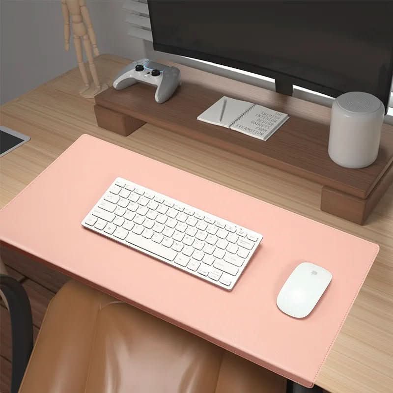 Ergonomic PU leather desk mat with wrist support, ideal for office & home workspace setup.