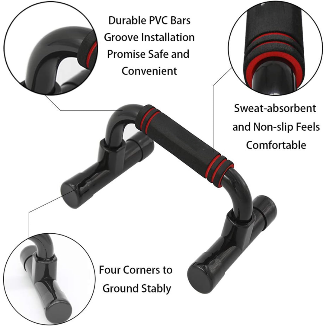 Non-slip ergonomic push-up bars designed for safe and effective chest, triceps, and shoulder strength training workouts.