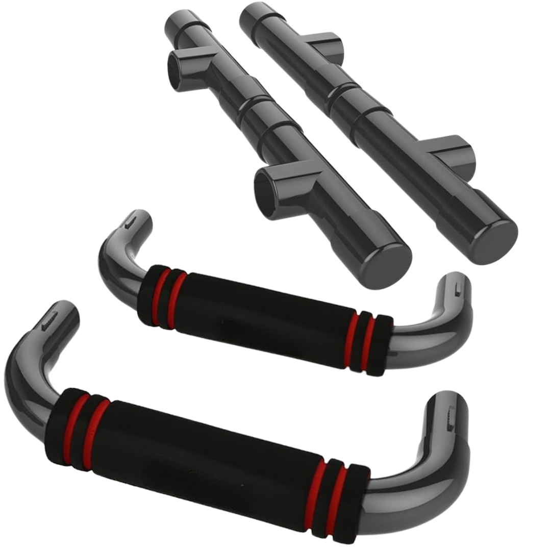 Comfortable ergonomic push-up bars featuring a non-slip base for stable, effective strength training and fitness workouts.