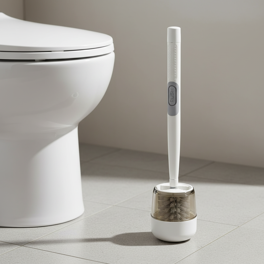 Ergonomic quick-dry toilet brush and holder for deep cleaning and hygiene