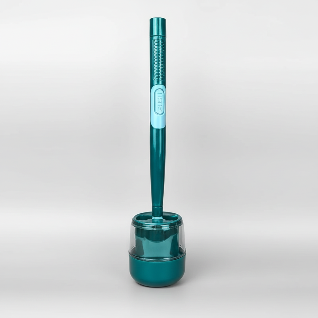 Modern quick-dry toilet brush and holder, essential for bathroom hygiene