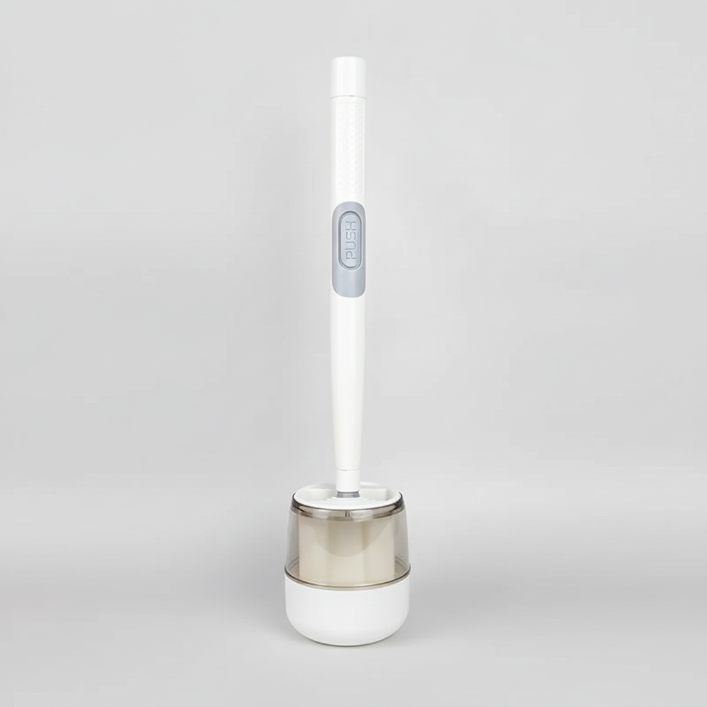 Bathroom accessories: Ergonomic toilet brush with stable holder for home cleaning