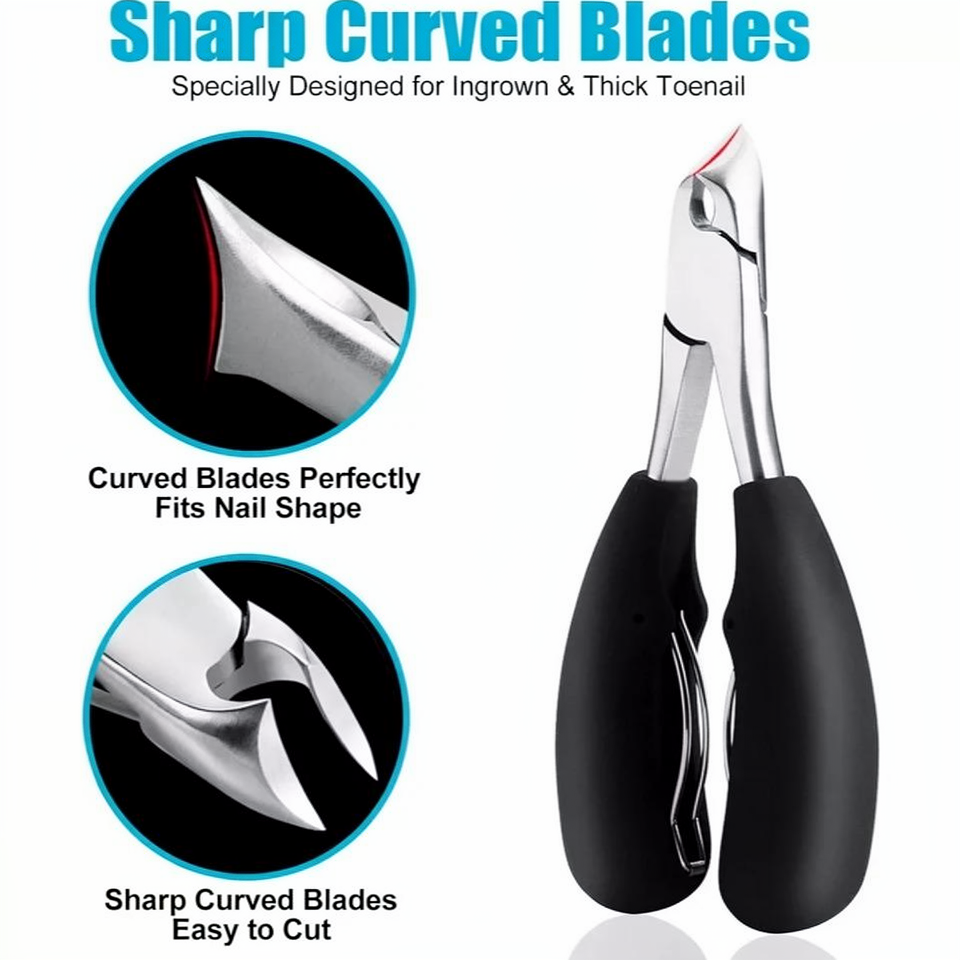 Precise ergonomic toenail clipper for thick, hard nails. Strong grip ensures safe and effective foot care.