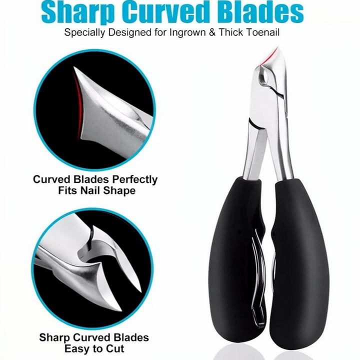 Precise ergonomic toenail clipper for thick, hard nails. Strong grip ensures safe and effective foot care.