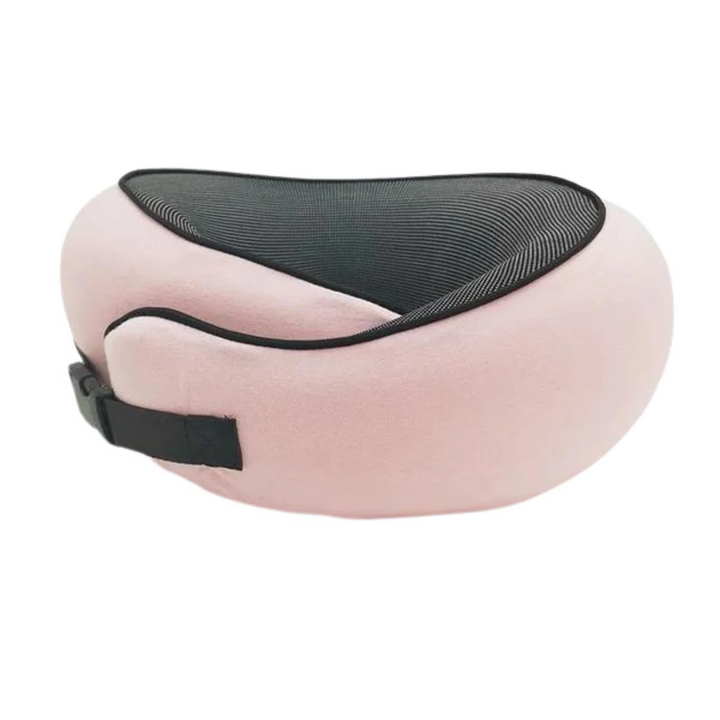 Compact portable travel pillow, ideal flight accessory for airplane and car travel comfort.