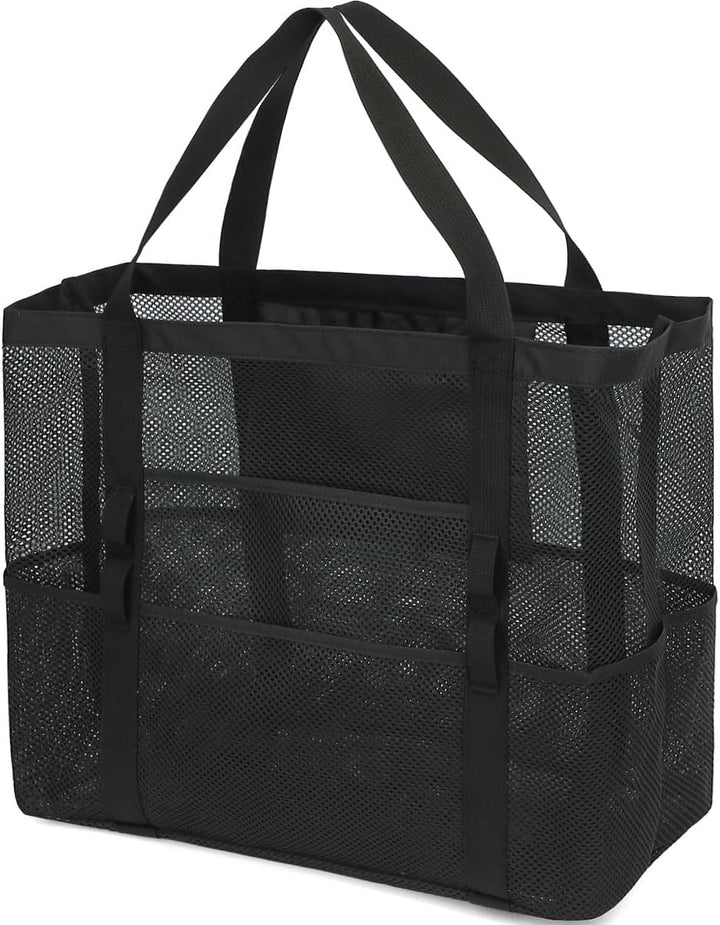 Unisex clear mesh beach tote bag, sandproof and versatile for pool or beach trips