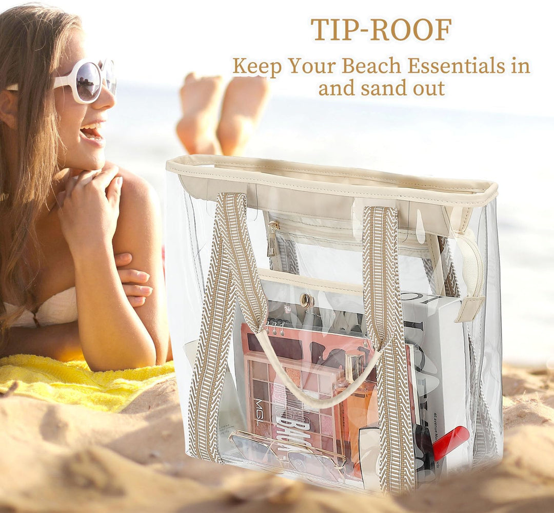 Extra large clear mesh pool tote with large capacity for family outings