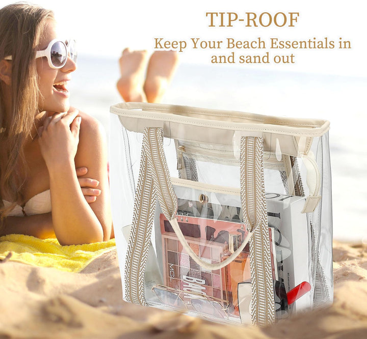Extra large clear mesh pool tote with large capacity for family outings