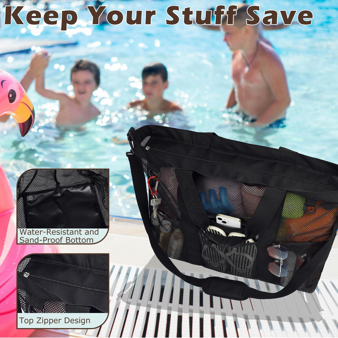 Unisex extra large clear mesh beach bag, stylish and practical for any gender