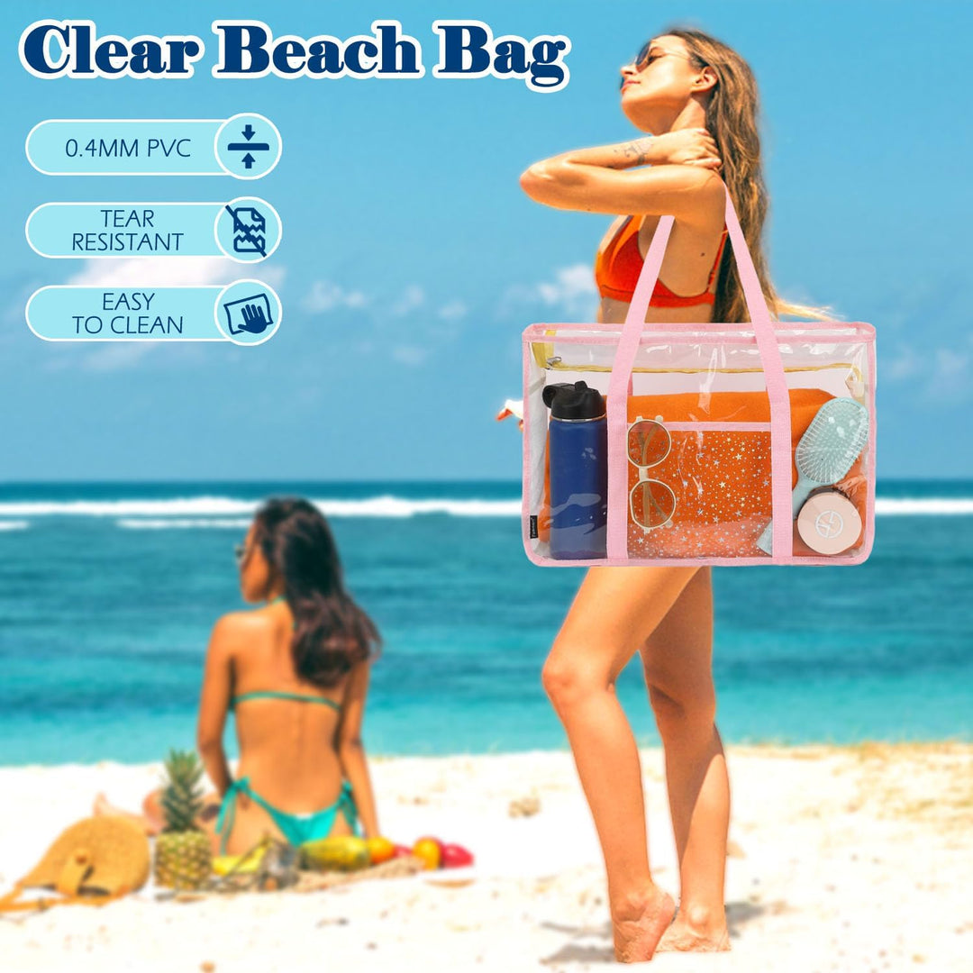 Unisex clear mesh beach bag, an eco-friendly alternative to plastic bags