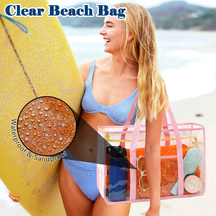 Extra large clear mesh travel bag, compacts easily when not in use
