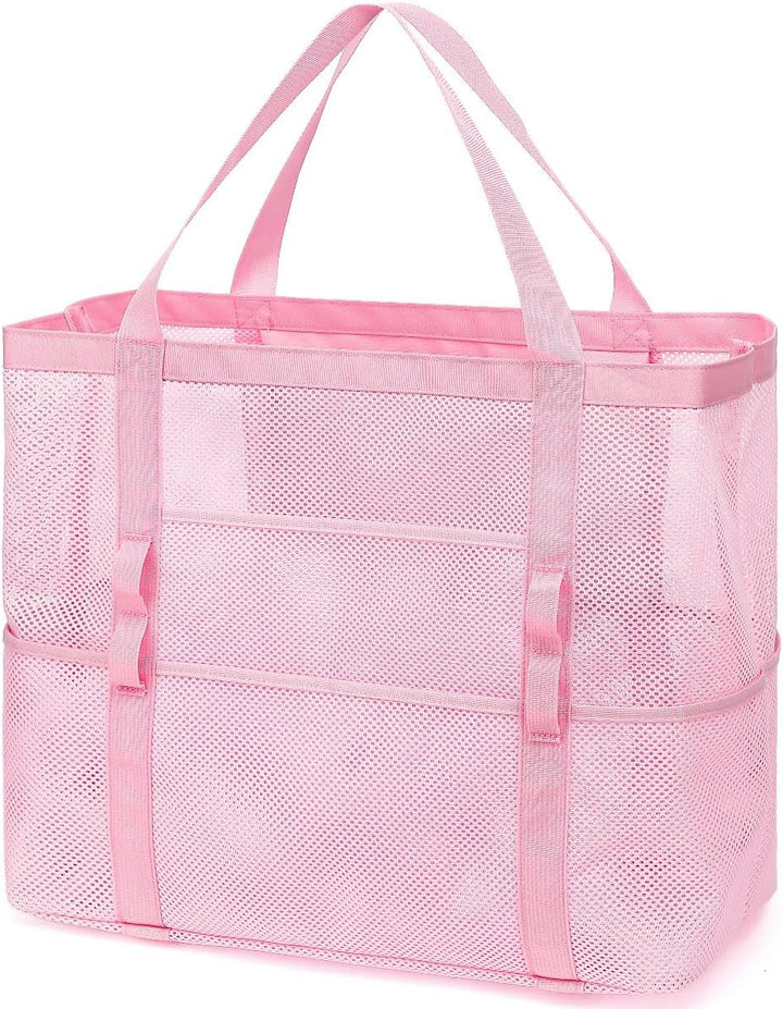 Large clear mesh beach bag, perfect for carrying picnic supplies to the park