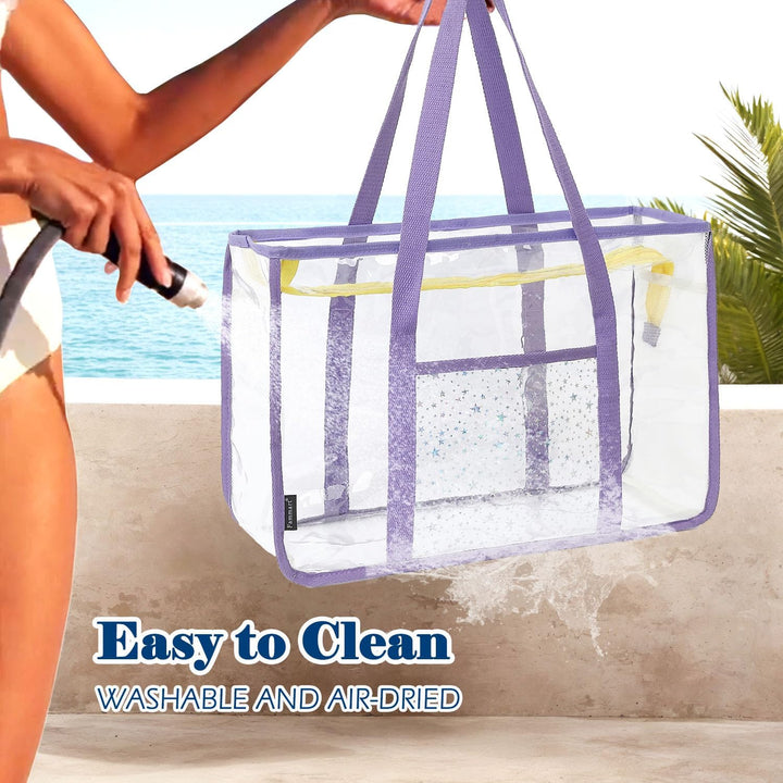 Unisex extra large clear mesh beach bag, a versatile accessory for commuters