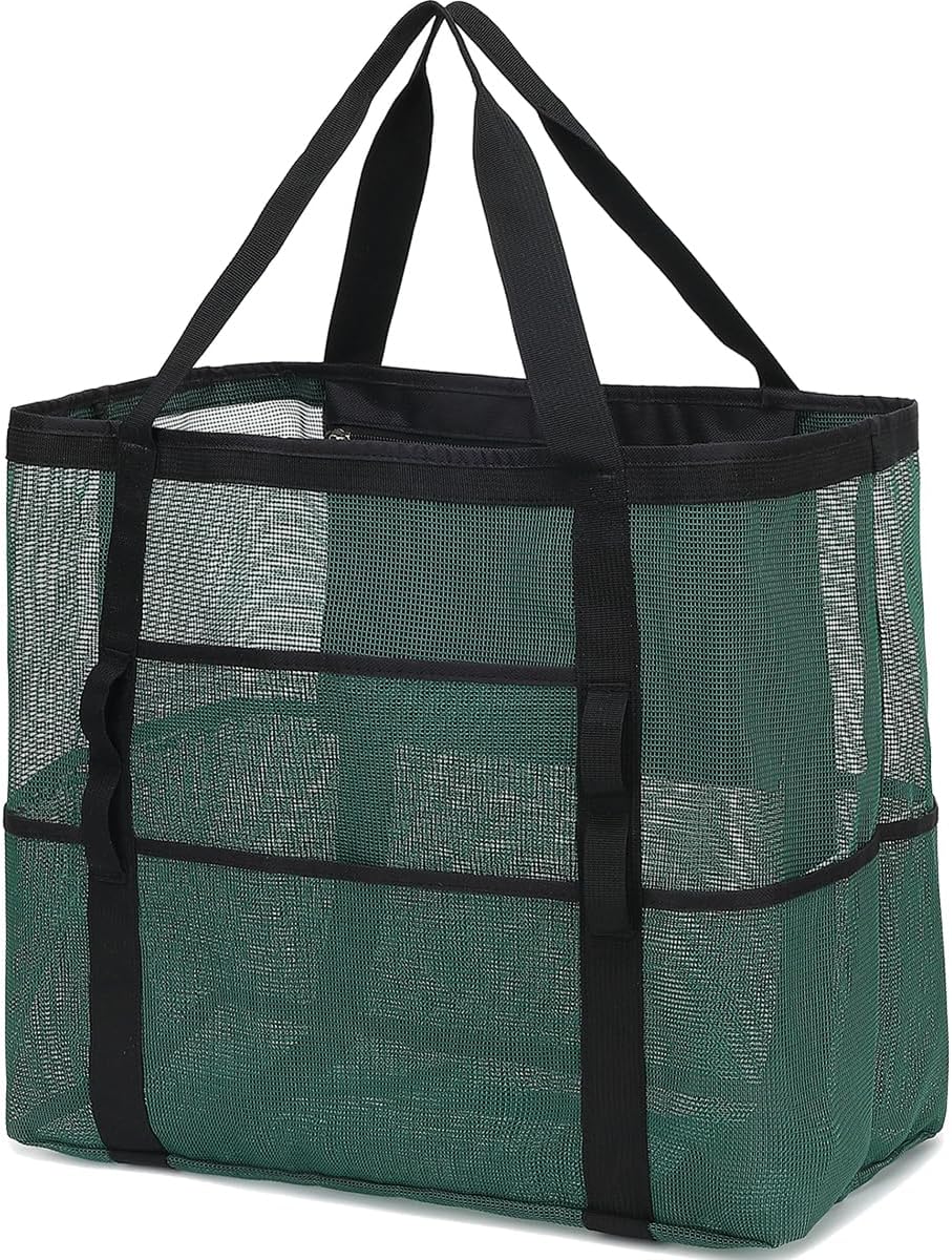 ClearWave extra large mesh tote bag, ideal for travel, beach outings & pool