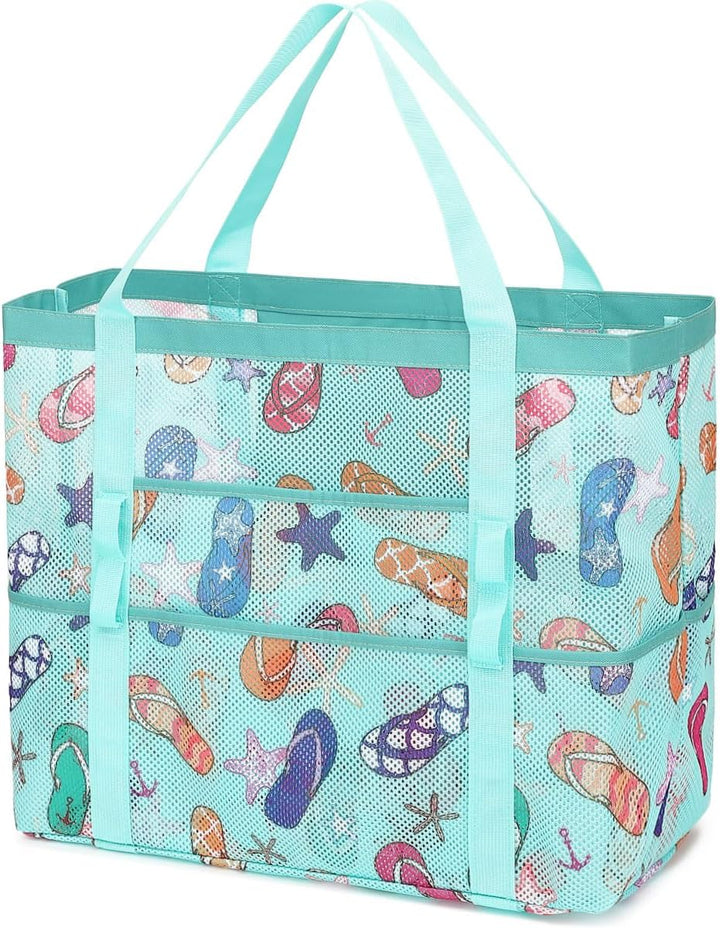 Large clear mesh beach bag, designed for maximum capacity and durability