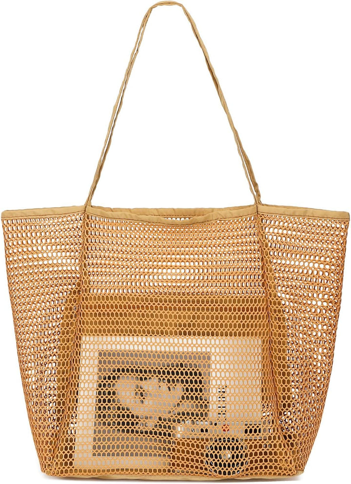 Sandproof clear mesh beach tote, makes clean-up after beach days a breeze