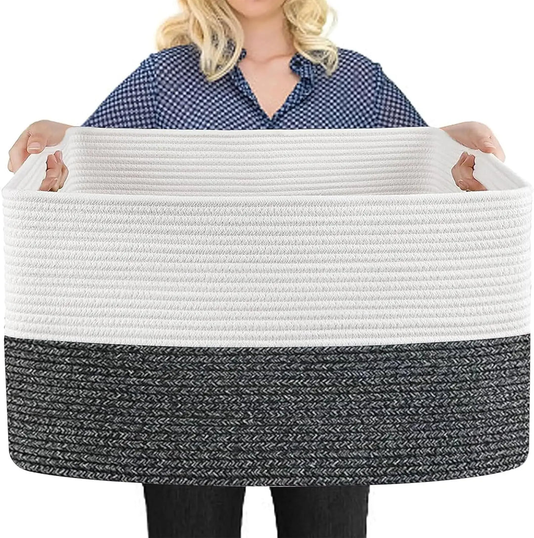 Extra large woven cotton rope storage basket for toys and blankets, Marlow design, boho home decor