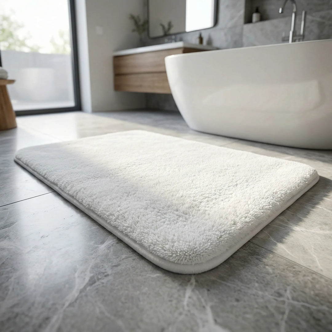 Extra thick Cloudstepper bath mat. Plush, absorbent, non-slip for ultimate bathroom comfort.
