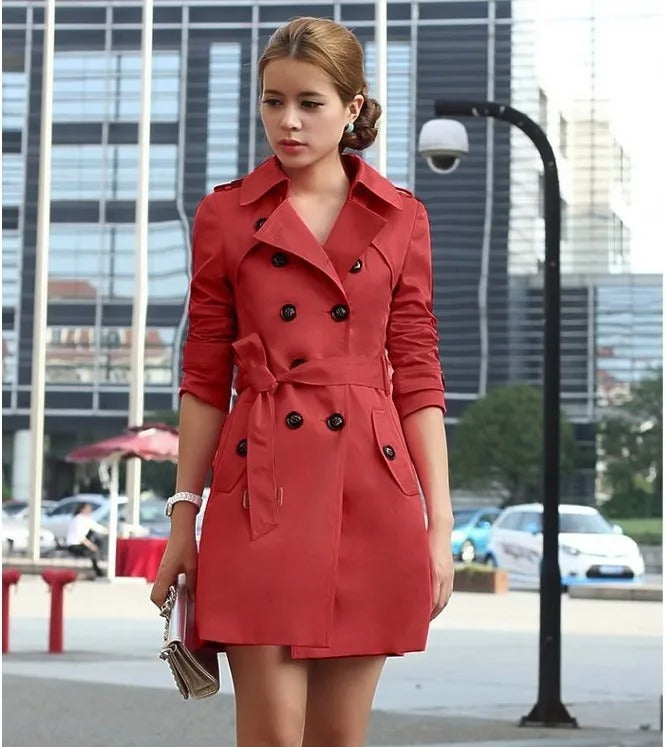 Women's Padded Winter Trench Coat with Removable Hood