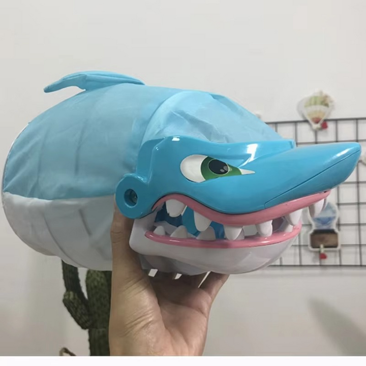 Surprise-filled shark game, a unisex prank gift for kids' parties & adult gatherings. Engage in interactive, tabletop fun.
