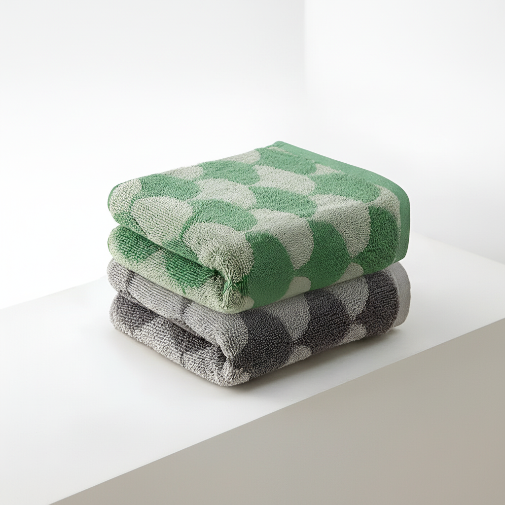 Shower-ready jacquard cotton hand towel with beautiful fan motif, highly absorbent