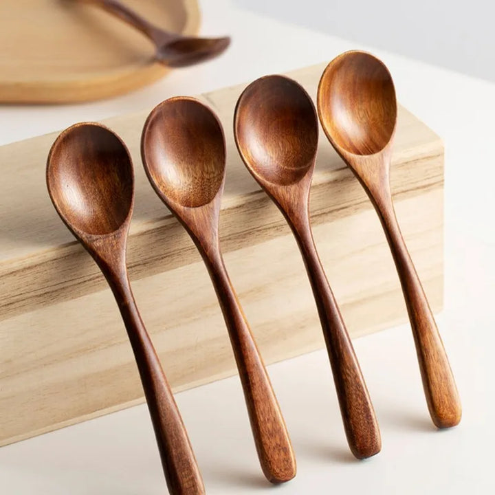 Rustic farmhouse wooden spoon set for all your kitchen needs, from cooking to serving. Natural and durable.