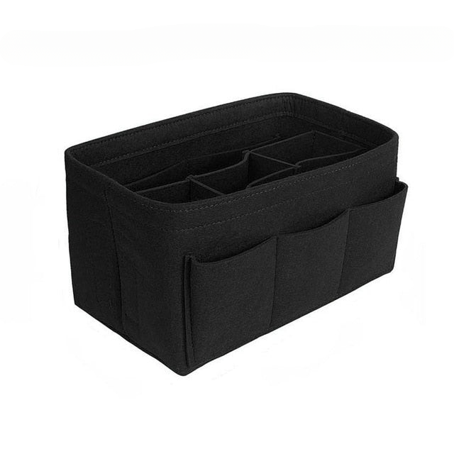 Multi-pocket felt purse insert for women's handbags, ideal makeup and travel organizer.