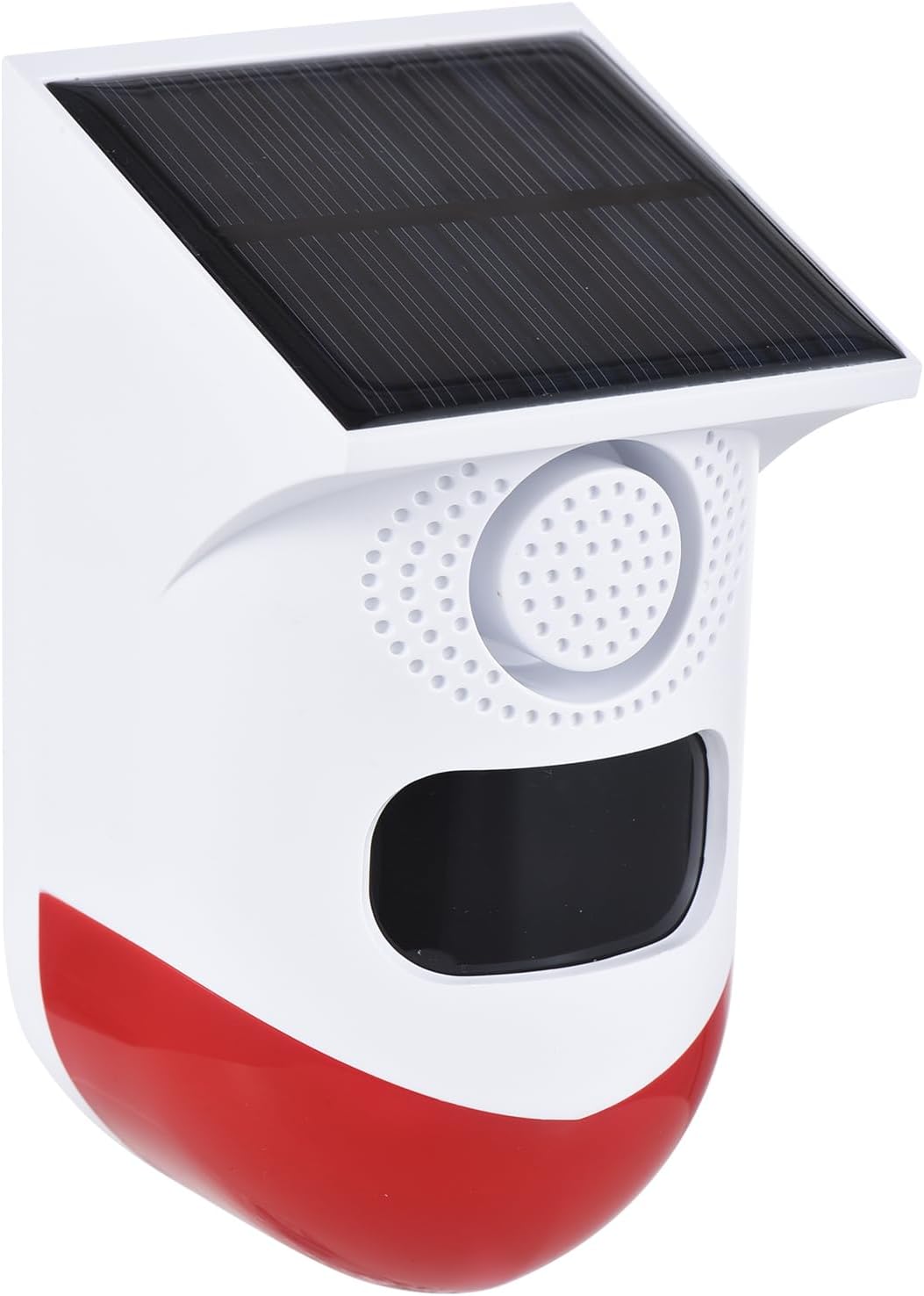 Feronix outdoor solar motion sensor strobe alarm with 120dB siren for home security.