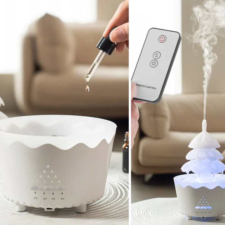 Silent Christmas tree essential oil diffuser. Freshens air & adds festive holiday spirit to any room. Great home decor.