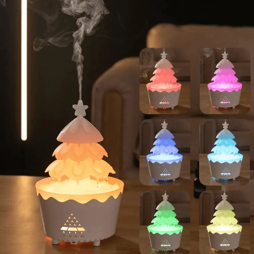 AromaEvergreen Christmas tree diffuser for essential oils. Creates a cozy, festive holiday ambiance & fresh home fragrance.