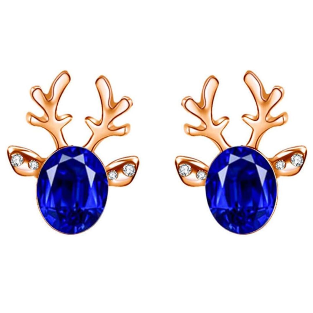 Women's sterling silver reindeer stud earrings with vibrant enamel for Christmas.