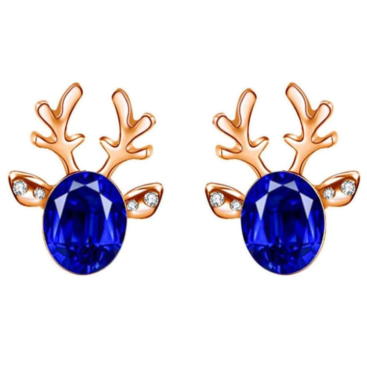 Women's sterling silver reindeer stud earrings with vibrant enamel for Christmas.