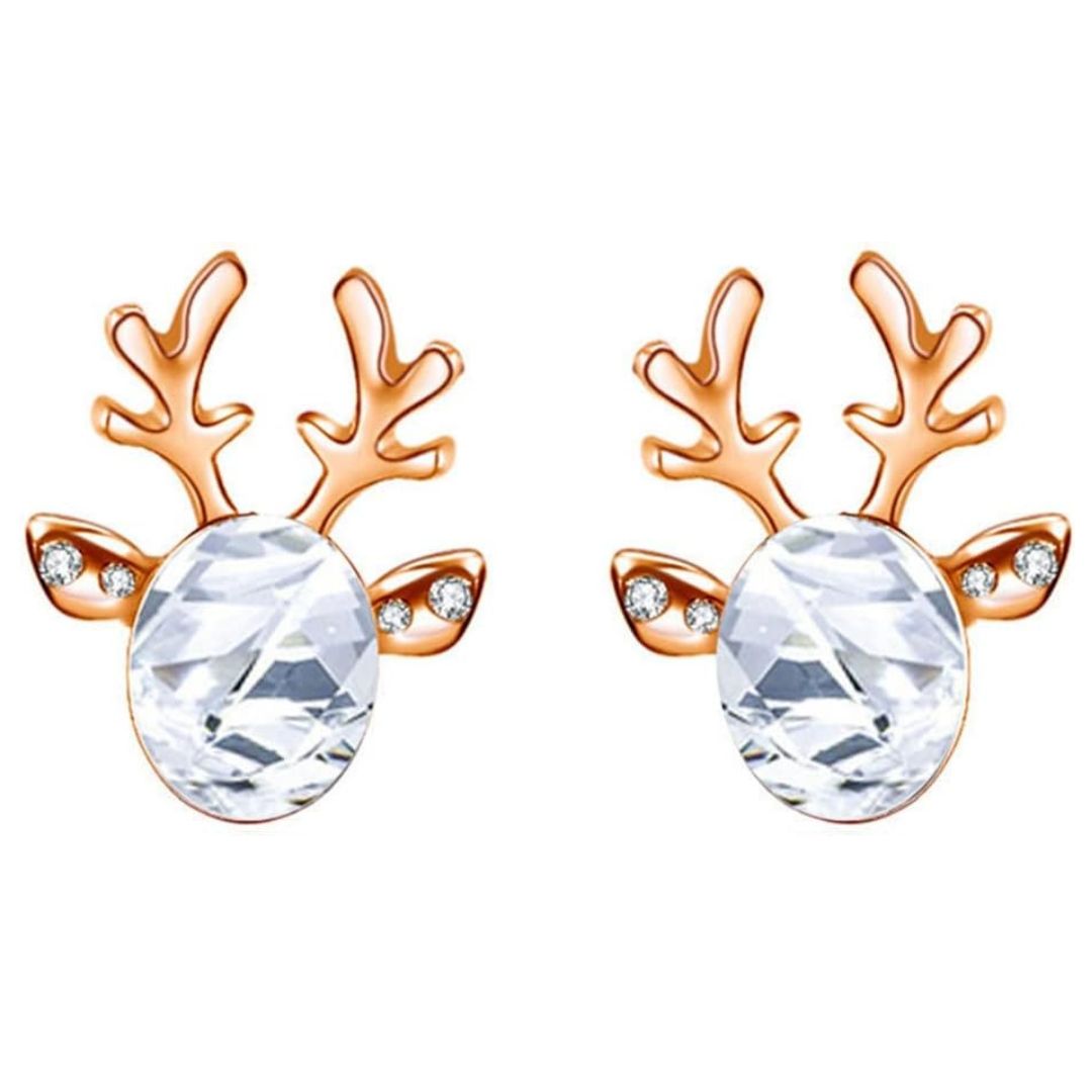 Christmas reindeer stud earrings, perfect festive holiday jewelry gift for women.