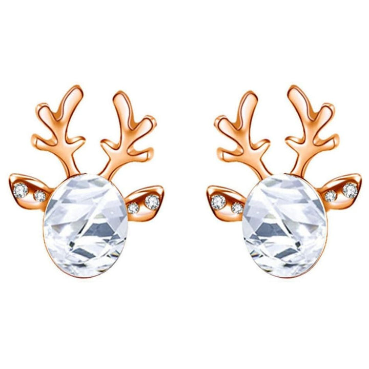 Christmas reindeer stud earrings, perfect festive holiday jewelry gift for women.