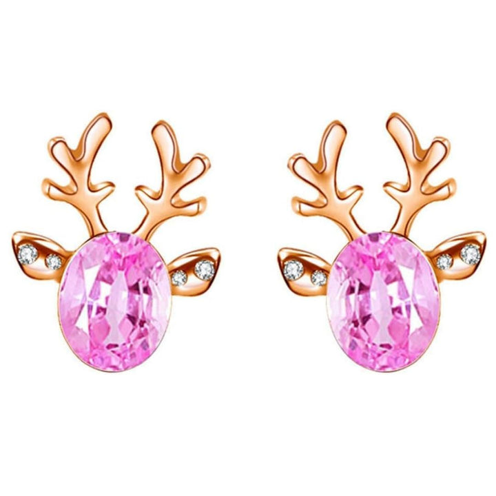 Cute enamel reindeer studs for women. Stylish winter & Christmas holiday jewelry.