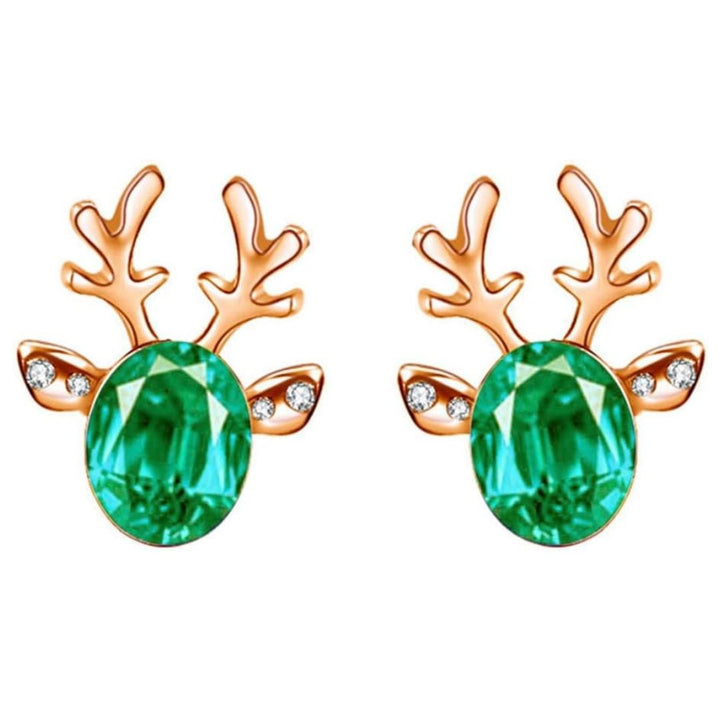 Sterling silver reindeer stud earrings, ideal Christmas gift for women's festive jewelry.