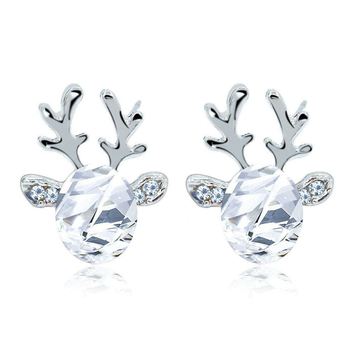 Winter wonderland reindeer stud earrings for women, sterling silver Christmas jewelry.