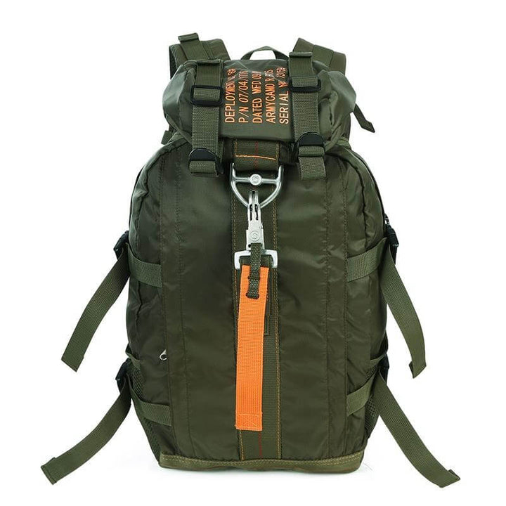 Spacious men's large capacity water-resistant tactical backpack, perfect for durable outdoor travel & camping gear.