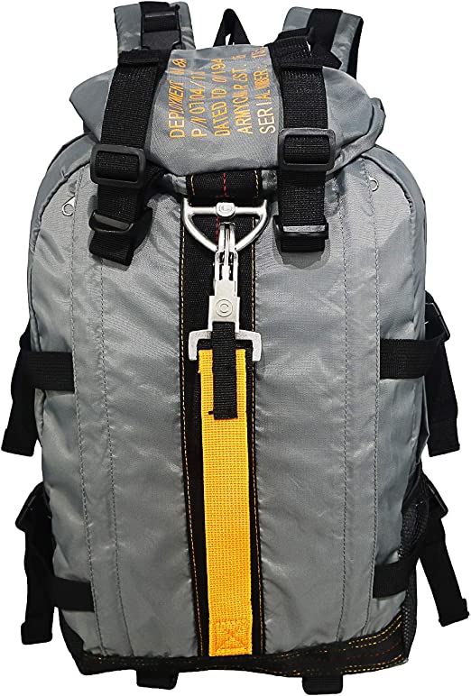 Durable nylon men's tactical hiking pack. Large, water-resistant, ideal for rugged outdoor adventures & travel.