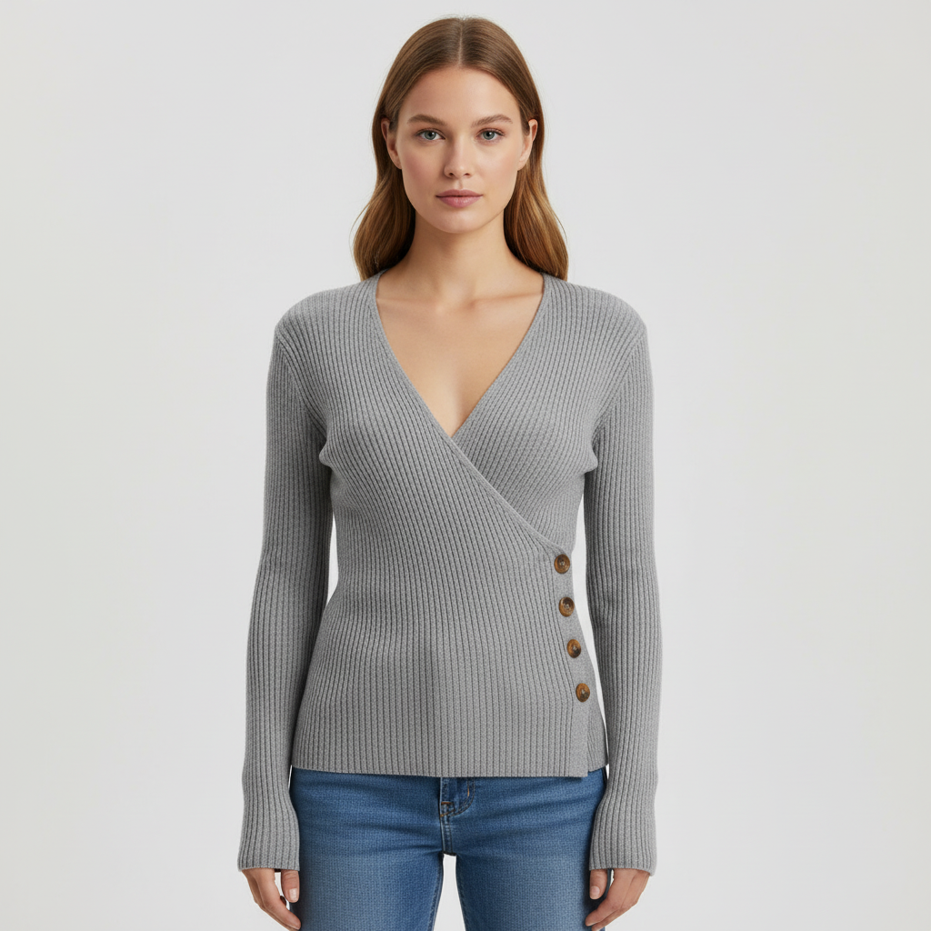 Melina women's long-sleeve V-neck sweater, a cozy and stylish autumn winter essential