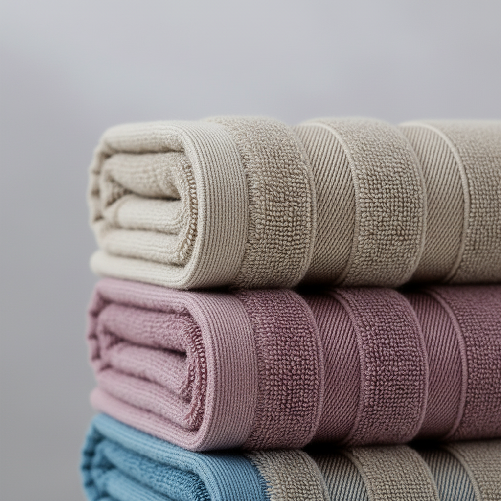 Absorbent bamboo fiber bath towel with stylish stripes, ideal for a contemporary home