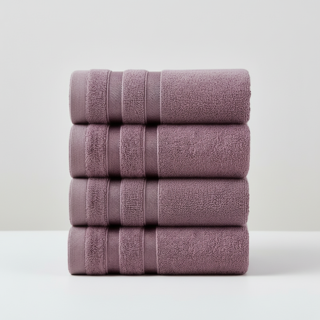FineTowel striped towel set folded neatly, ready for a luxurious bathroom experience