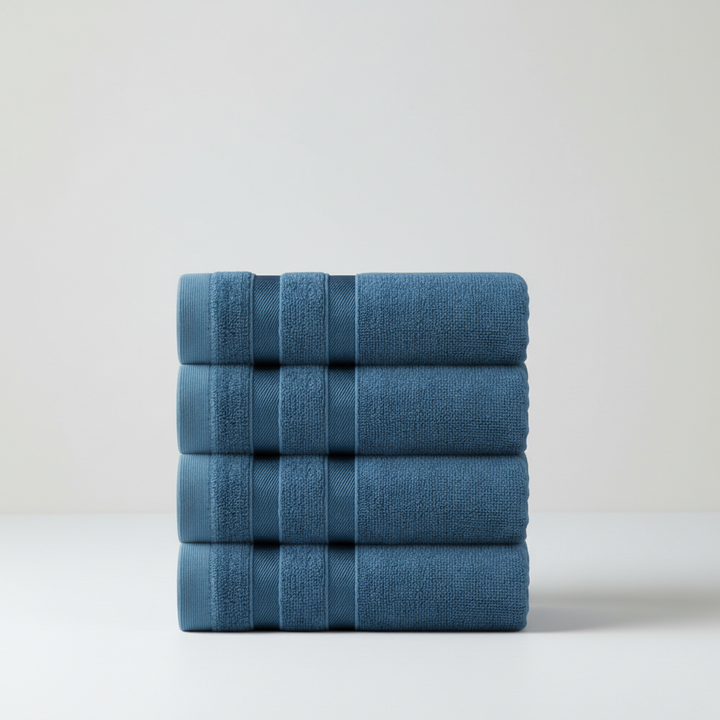 Variant of striped bamboo fiber hand towel from FineTowel, emphasizing absorbency