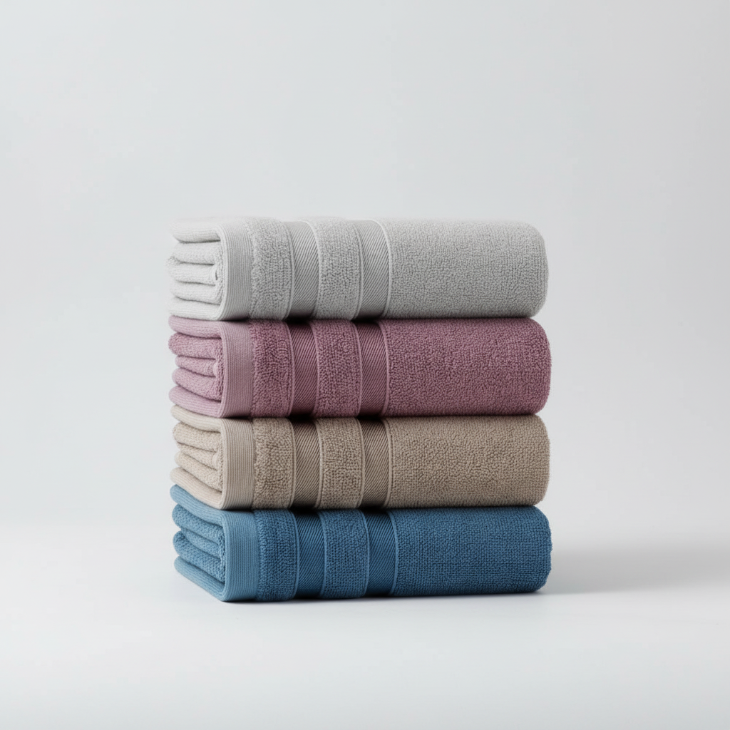 Full display of the unisex striped bamboo towel set, a perfect addition to any bathroom