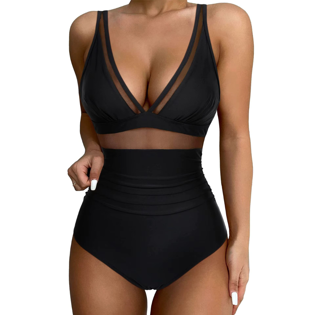 Flattering women's adjustable strap swimsuit, perfect for summer beachwear and pool holidays.