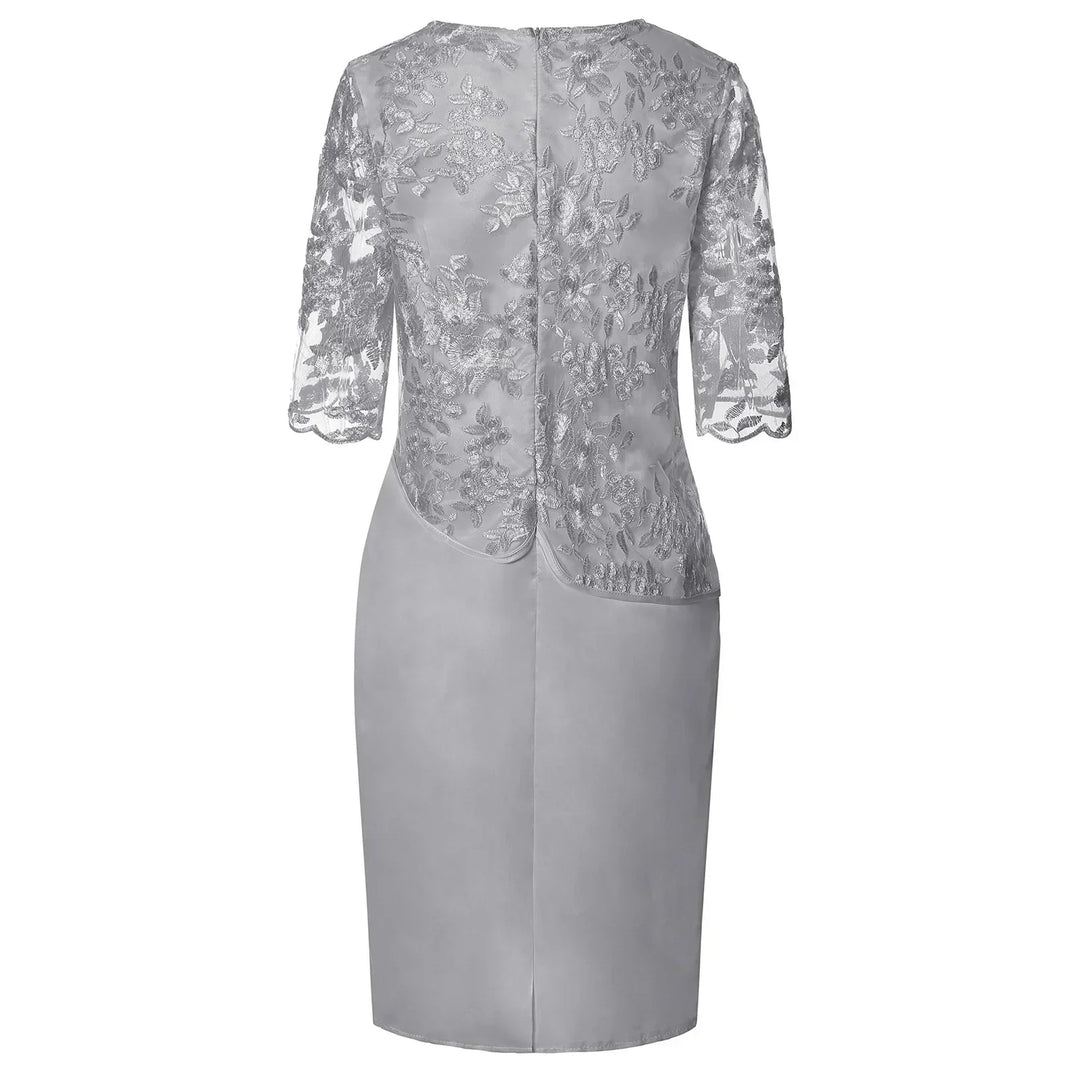 Stylish women's short sleeve midi dress, a perfect formal or cocktail party dress for any occasion.