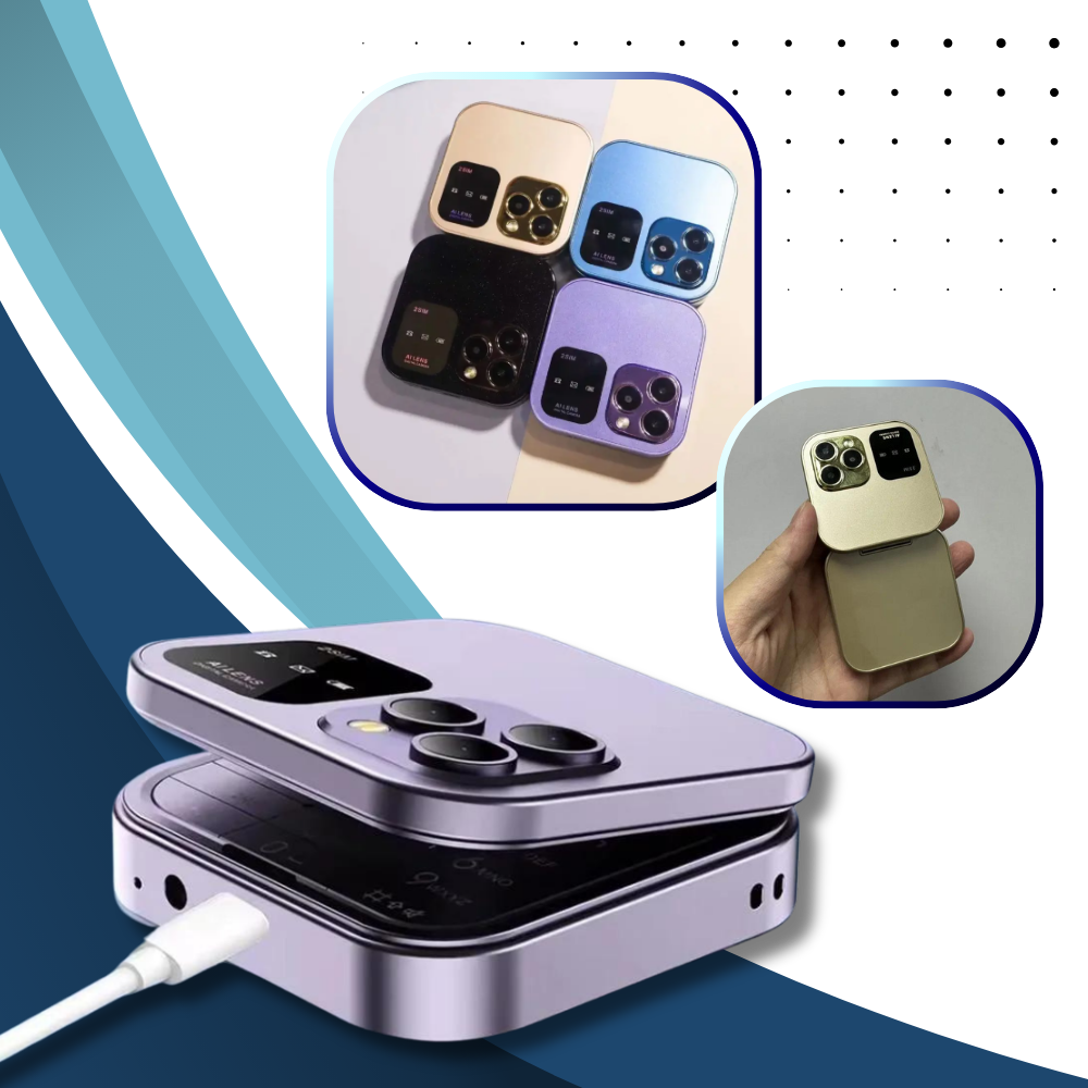 FlexFold dual SIM phone with headphones plugged in, enjoying music player function