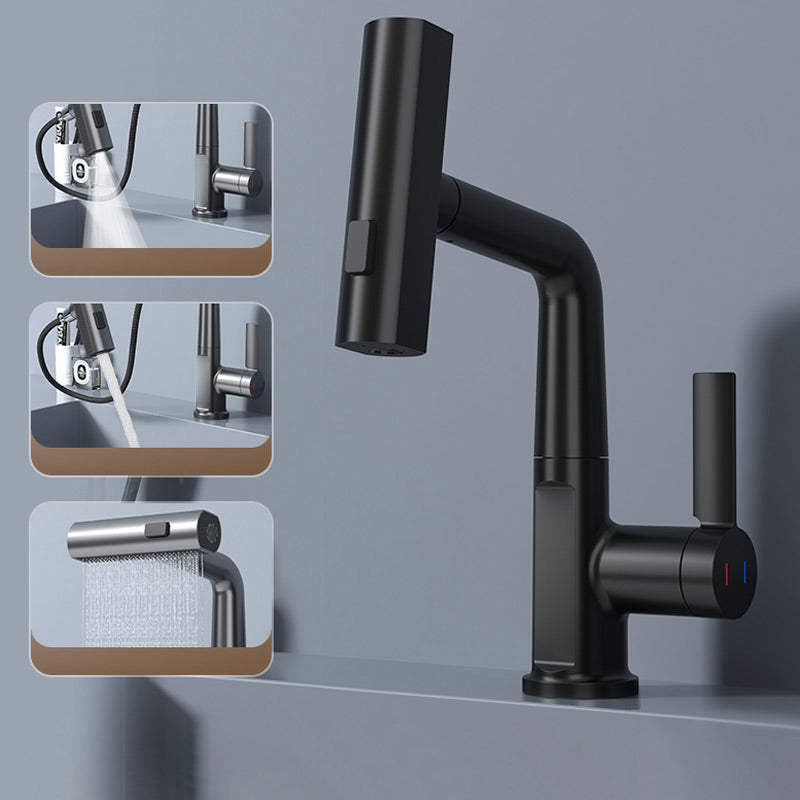 Flexible kitchen faucet with LED temperature display. Brushed nickel finish. Perfect for any modern sink.