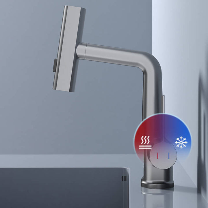Modern flexible kitchen tap with LED temperature indicator & extendable hose. Easy installation.