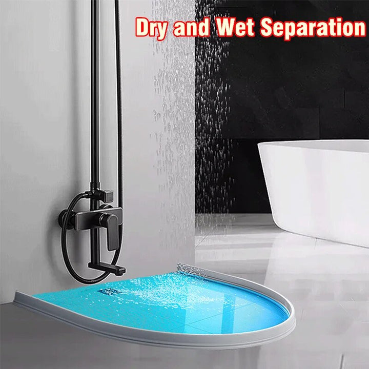 DryGuard flexible silicone shower water barrier, a waterproof splash guard for bathrooms.
